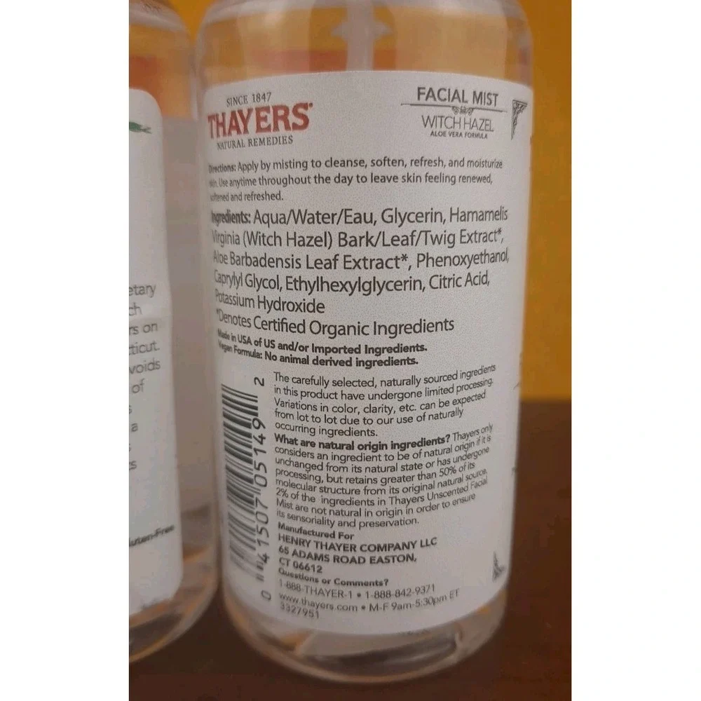 2X Thayers Facial Mist‎ Witch Hazel Aloe Vera Formula • 3oz Spray • Unscented